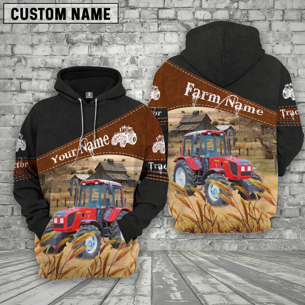 Red Tractor On Farms Custom Name Printed 3D Black Hoodie Farm Hoodie Farmher Shirt 1 ez39o0.jpg