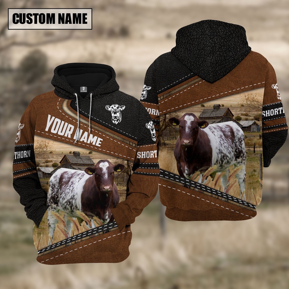 Shorthorn Cattle Leather Pattern Farm Personalized 3D Hoodie Farm Hoodie Farmher Shirt 1 k9z1bc.jpg Shorthorn Cattle Leather Pattern Farm Personalized 3D Hoodie Farm Hoodie Farmher Shirt 1 k9z1bc.jpg