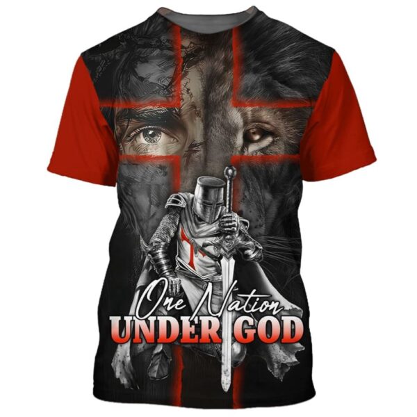 Warrior And Lion Cross 3D T Shirt, Christian T Shirt, Jesus Tshirt Designs, Jesus Christ Shirt