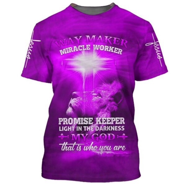 Way Maker Miracle Worker Lion Cross 3D T Shirt, Christian T Shirt, Jesus Tshirt Designs, Jesus Christ Shirt