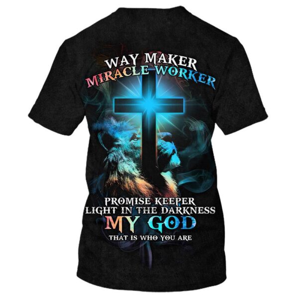 Way Maker Miracle Worker Lion Cross 3 3D T Shirt, Christian T Shirt, Jesus Tshirt Designs, Jesus Christ Shirt