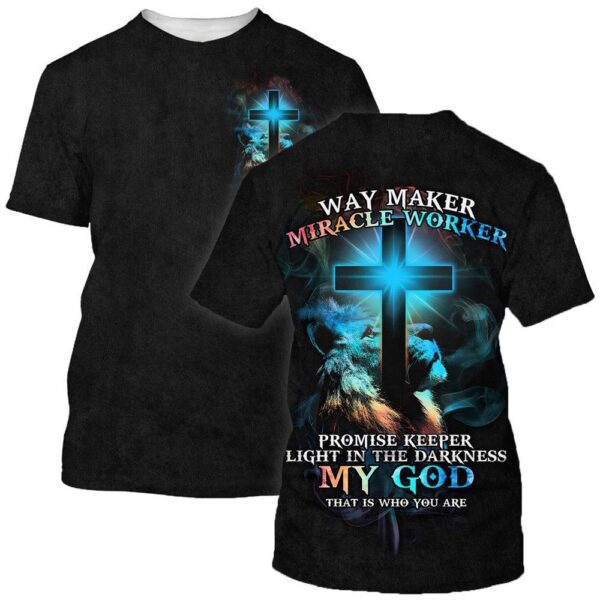 Way Maker Miracle Worker Lion Cross 3 3D T Shirt, Christian T Shirt, Jesus Tshirt Designs, Jesus Christ Shirt