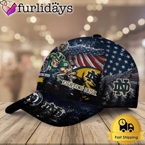 NCAA Notre Dame Fighting Irish Mascot Logo Custom Name Baseball Cap