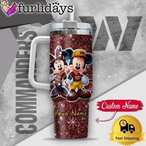 NFL Washington Commanders Mickey And Minnie Couple Custom 40oz Stanley Cup Tumbler