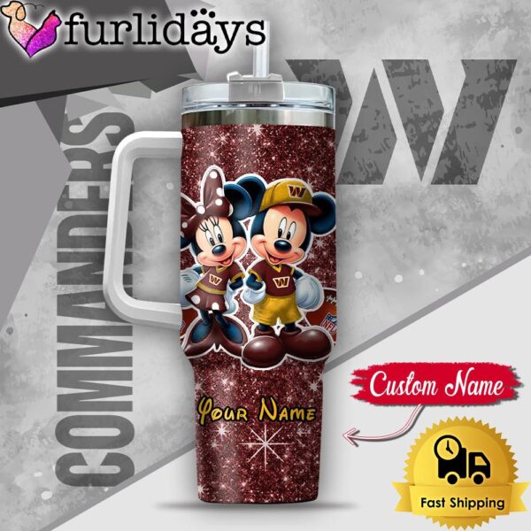 NFL Washington Commanders Mickey And Minnie Couple Custom 40oz Stanley Cup Tumbler