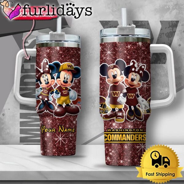 NFL Washington Commanders Mickey And Minnie Couple Custom 40oz Stanley Cup Tumbler