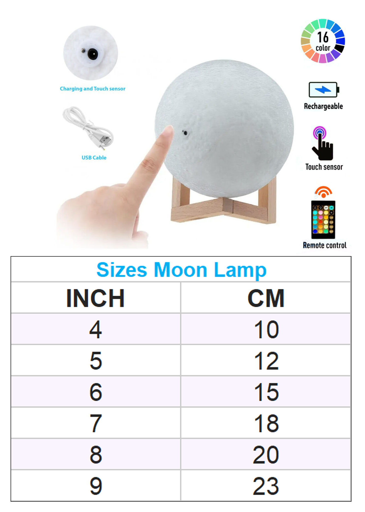 Size Moon Lamp