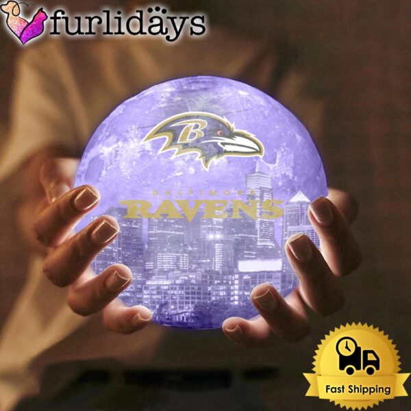 Baltimore Ravens Team Logo Skyline Color Changing Moon Lamp