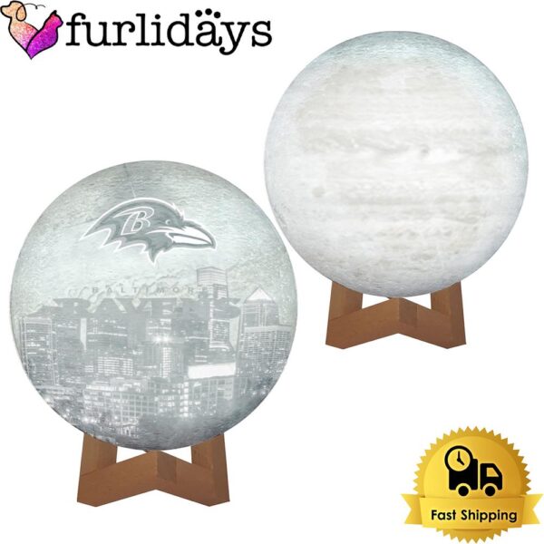 Baltimore Ravens Team Logo Skyline Color Changing Moon Lamp