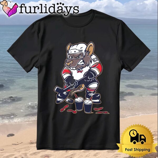 Brad Marchand Cartoon Rat Hockey Number 63 Funny Character T-Shirt