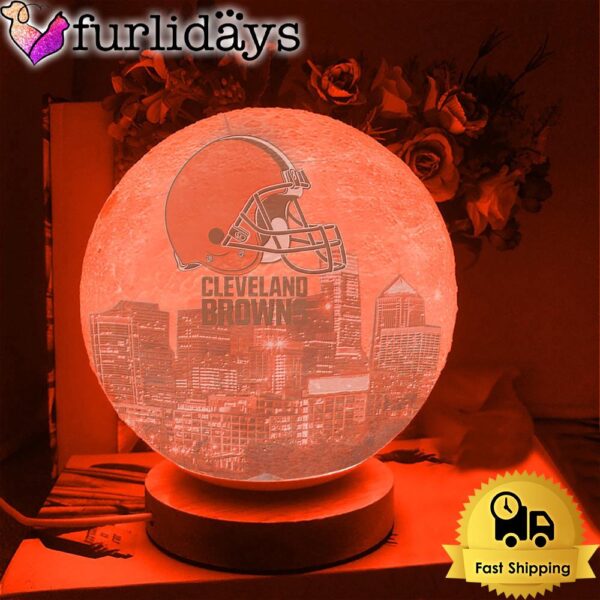 Cleveland Browns Team Logo Skyline Color Changing Moon Lamp