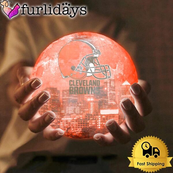 Cleveland Browns Team Logo Skyline Color Changing Moon Lamp