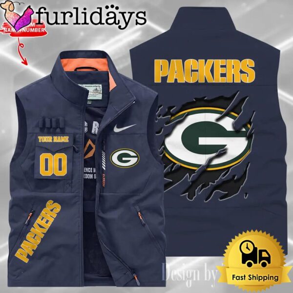 Custom NFL Green Bay Packers Team Logo Sleeveless Jacket
