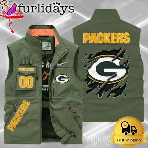 Custom NFL Green Bay Packers Team Logo Sleeveless Jacket