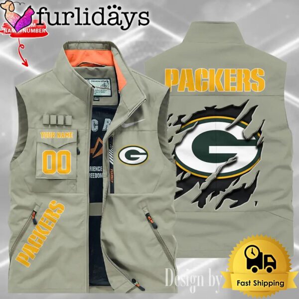 Custom NFL Green Bay Packers Team Logo Sleeveless Jacket