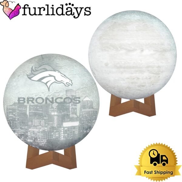 Denver Broncos Team Logo Skyline Color Changing Moon Lamp