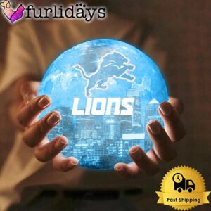 Detroit Lions Team Logo Skyline Color…