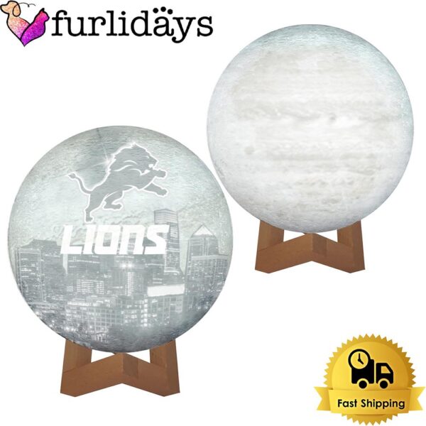 Detroit Lions Team Logo Skyline Color Changing Moon Lamp