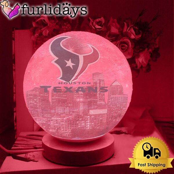 Houston Texans Team Logo Skyline Color Changing Moon Lamp