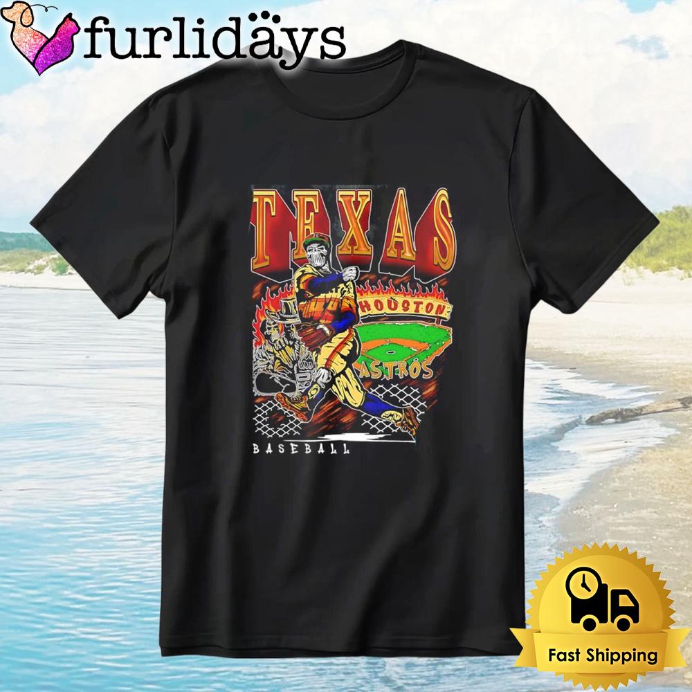 Houston Texas Baseball Player Skeleton Art T-Shirt Houston Texas Baseball Player Skeleton Art T-Shirt