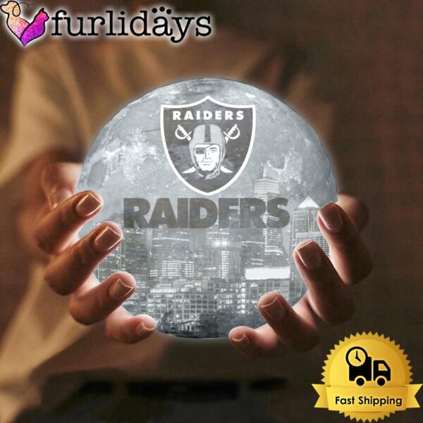 Las Vegas Raiders Team Logo Skyline Color Changing Moon Lamp