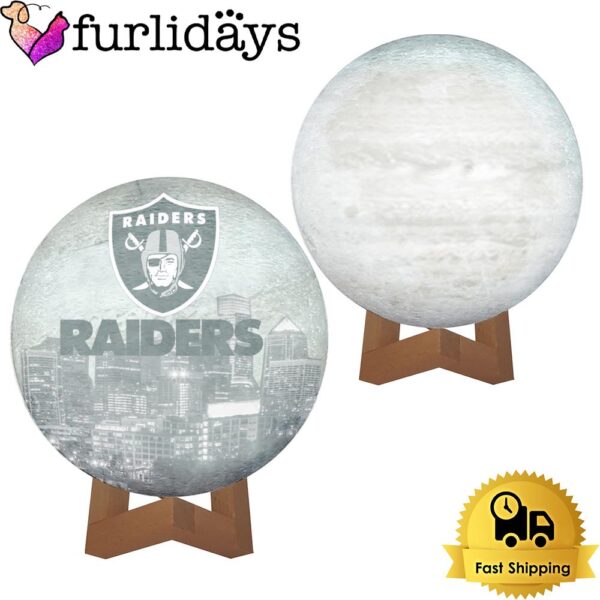 Las Vegas Raiders Team Logo Skyline Color Changing Moon Lamp
