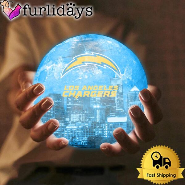 Los Angeles Chargers Team Logo Skyline Color Changing Moon Lamp