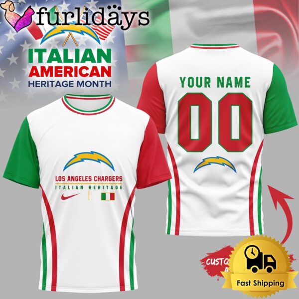 Los Angeles Chargers NFL Italian American Heritage Month 3D Shirt