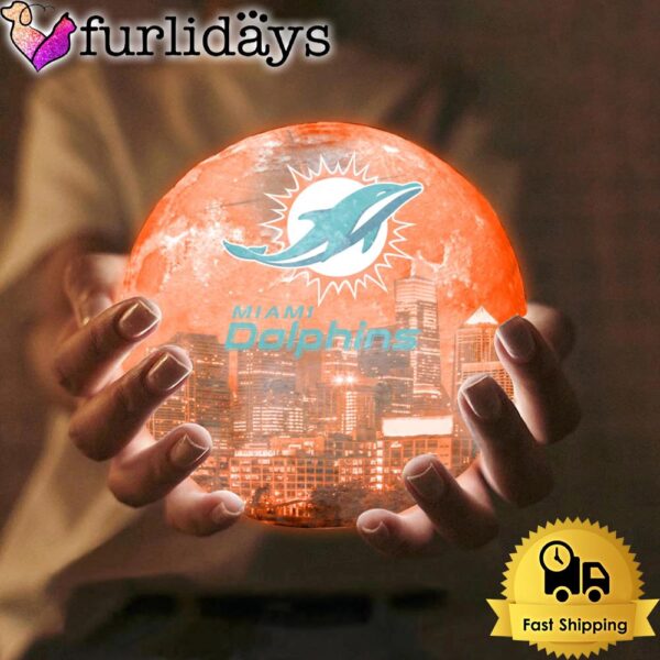 Miami Dolphins Team Logo Skyline Color Changing Moon Lamp