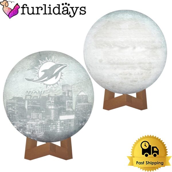 Miami Dolphins Team Logo Skyline Color Changing Moon Lamp