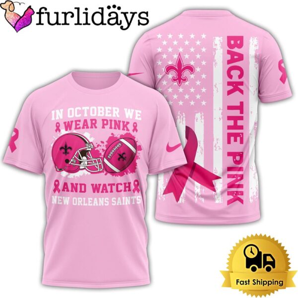 New Orleans Saints Pink Ribbon Shirt, In October We Wear Pink