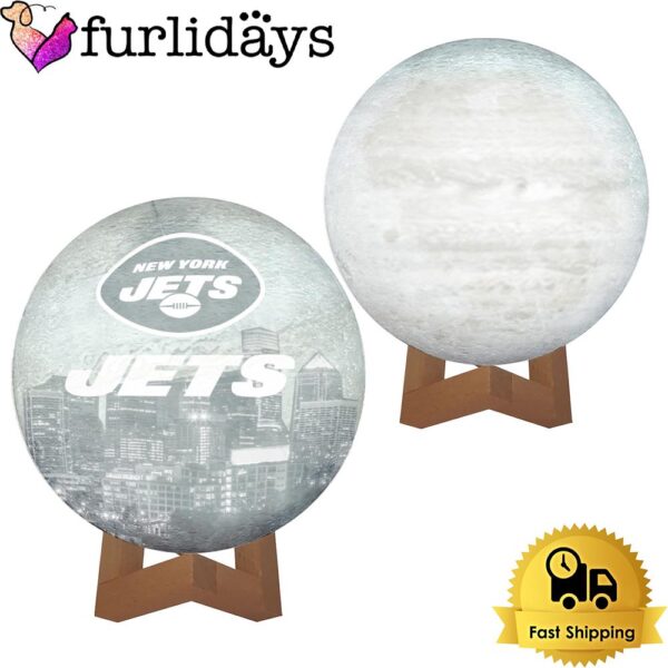 New York Jets Team Logo Skyline Color Changing Moon Lamp