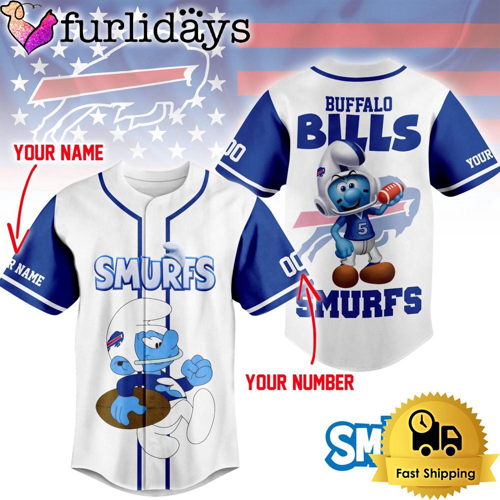 NFL Buffalo Bills The Smurfs Movie Custom Name Baseball Jersey NFL Buffalo Bills The Smurfs Movie Custom Name Baseball Jersey