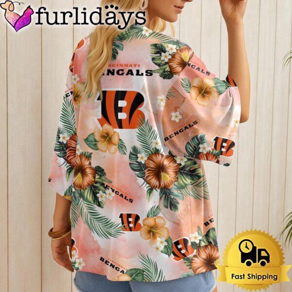 NFL Cincinnati Bengals Hawaii State Flower Beach Kimono Women