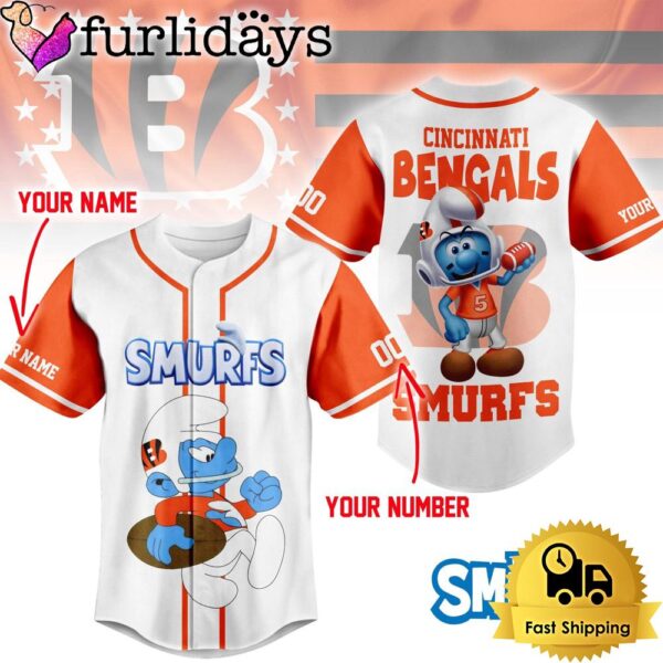 NFL Cincinnati Bengals The Smurfs Movie Custom Name Baseball Jersey