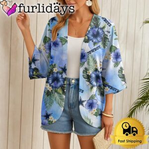 NFL Dallas Cowboys Hawaii State Flower Beach Kimono Women