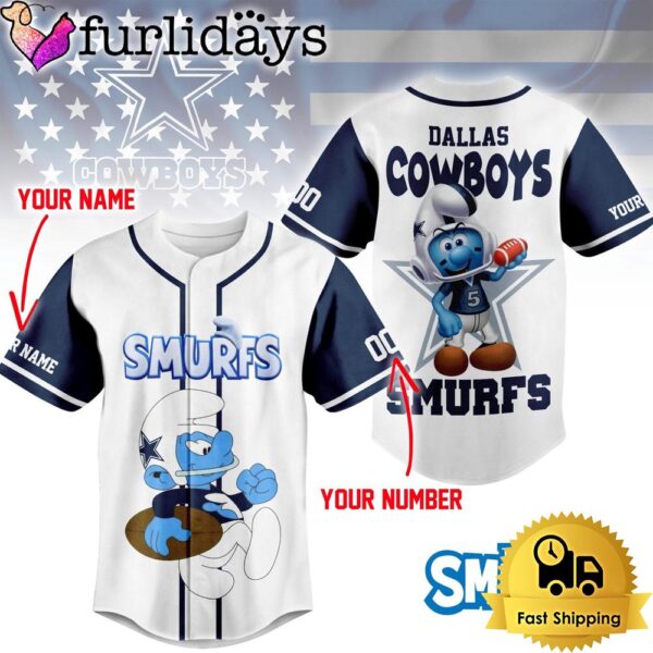 NFL Dallas Cowboys The Smurfs Movie Custom Name Baseball Jersey
