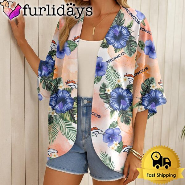 NFL Denver Broncos Hawaii State Flower Beach Kimono Women