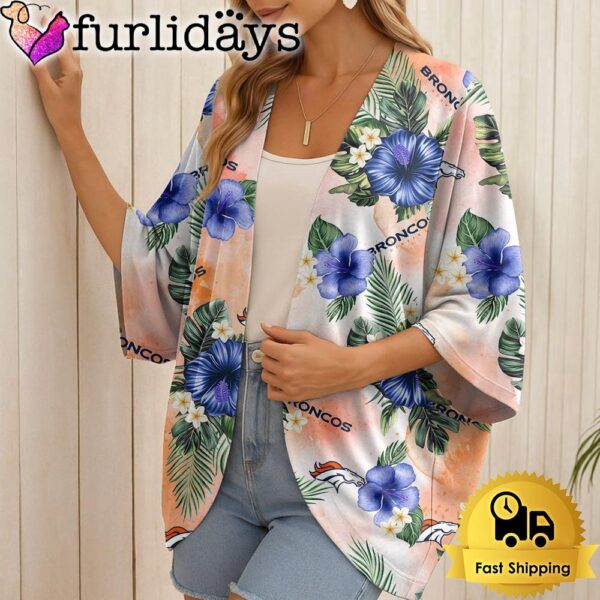 NFL Denver Broncos Hawaii State Flower Beach Kimono Women