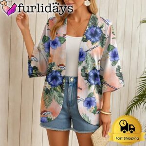 NFL Denver Broncos Hawaii State Flower Beach Kimono Women