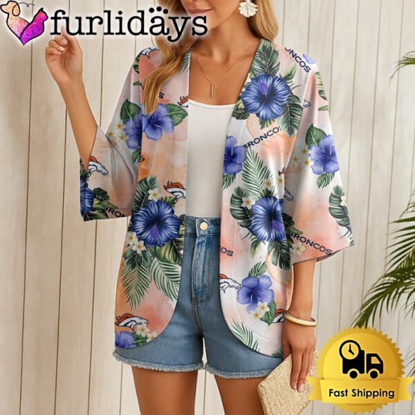 NFL Denver Broncos Hawaii State Flower Beach Kimono Women
