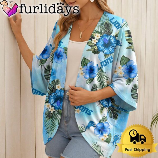 NFL Detroit Lions Hawaii State Flower Beach Kimono Women