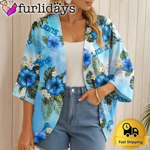NFL Detroit Lions Hawaii State Flower Beach Kimono Women