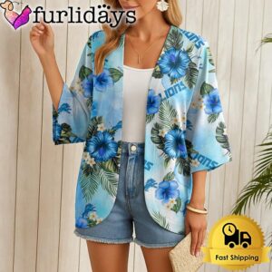 NFL Detroit Lions Hawaii State Flower Beach Kimono Women