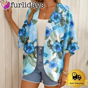 NFL Detroit Lions Hawaii State Flower Beach Kimono Women