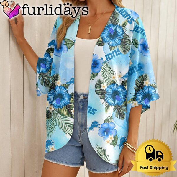 NFL Detroit Lions Hawaii State Flower Beach Kimono Women
