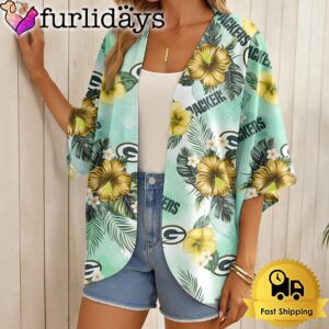 NFL Green Bay Packers Hawaii State Flower Beach Kimono Women