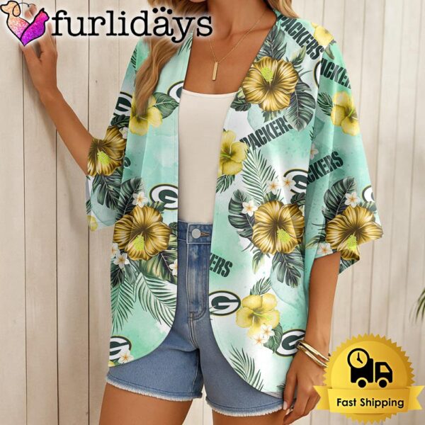 NFL Green Bay Packers Hawaii State Flower Beach Kimono Women