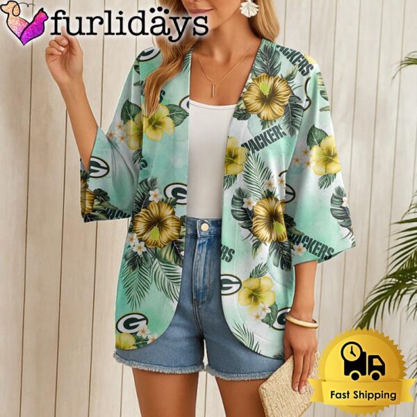 NFL Green Bay Packers Hawaii State Flower Beach Kimono Women