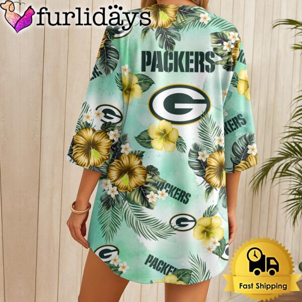 NFL Green Bay Packers Hawaii State Flower Beach Kimono Women